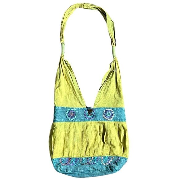 Flying high foot path trading co boho slouchy shoulder bag hippie embroidered - Picture 1 of 6